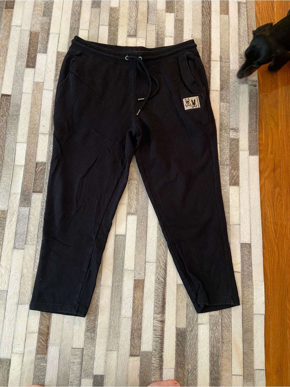 Psycho Bunny Black Drawstring Sweatpants with Logo Patch